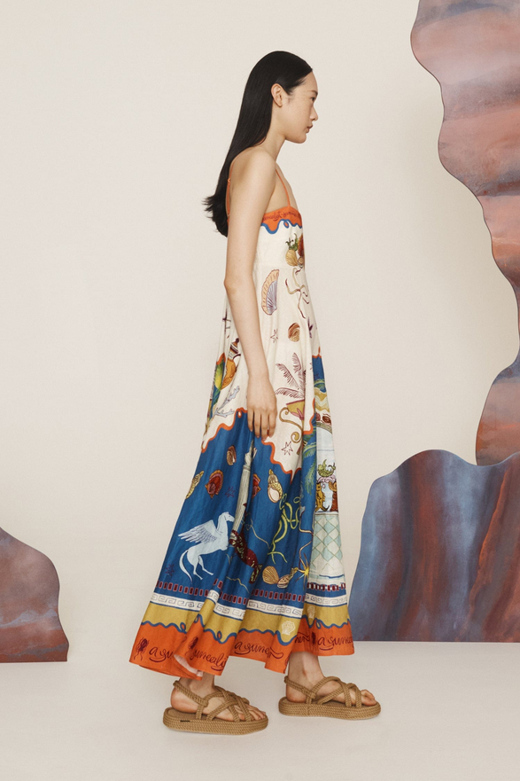 Surreal Summer Flair – Midi-Sundress mit Shirred Rücken