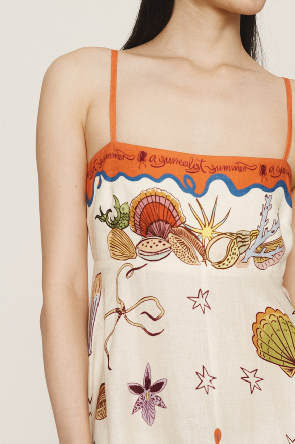 Surreal Summer Flair – Midi-Sundress mit Shirred Rücken