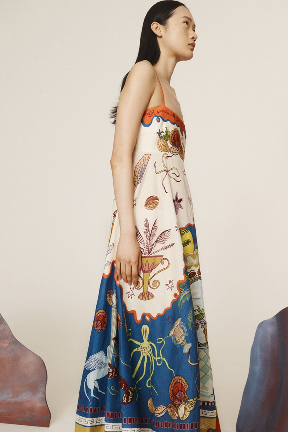 Surreal Summer Flair – Midi Sundress with Shirred Back