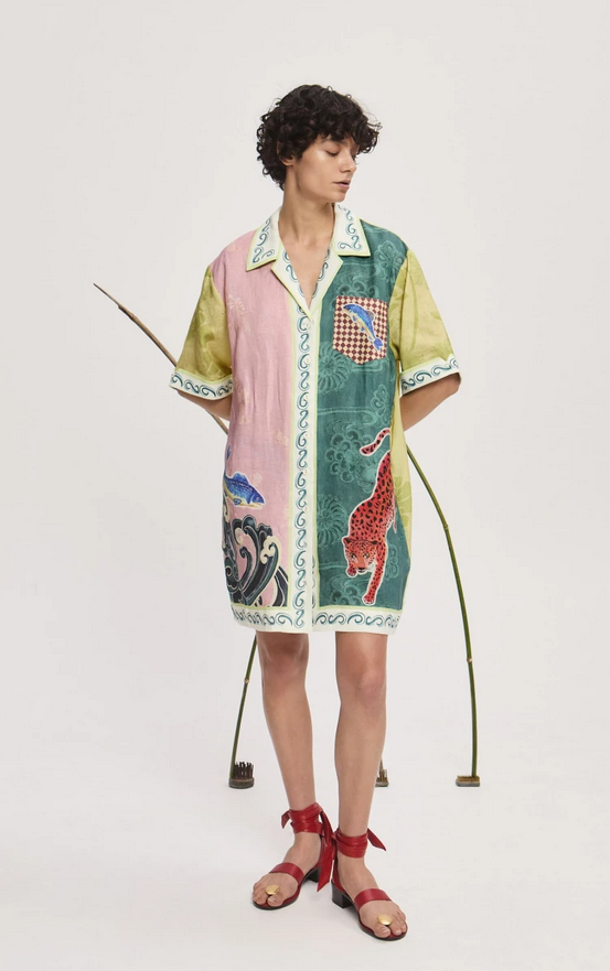 Savanna Spirit Linen Mini Shirtdress