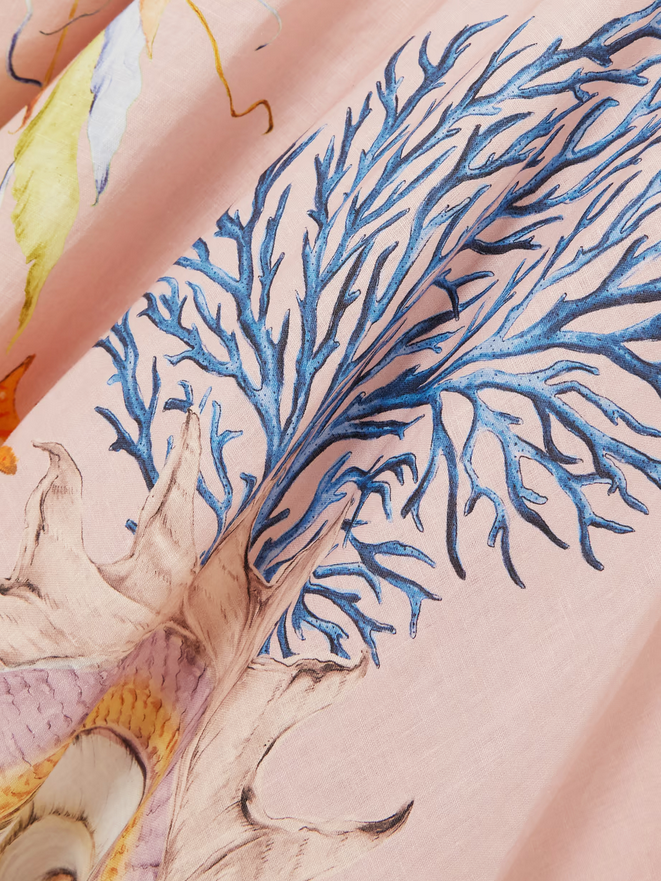 Nereids Coral Dream Linen Midi Dress