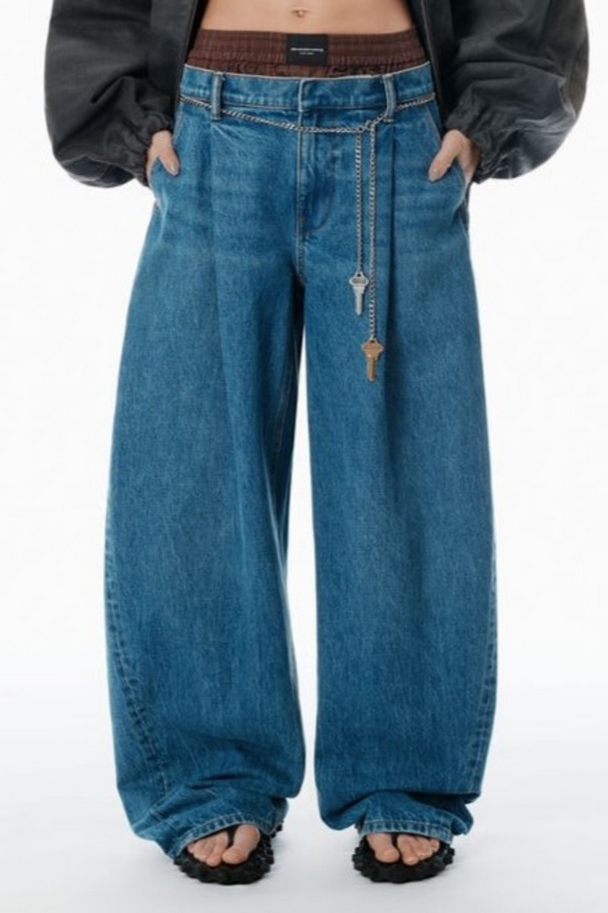 Blue Patchwork Denim Keychain Jeans