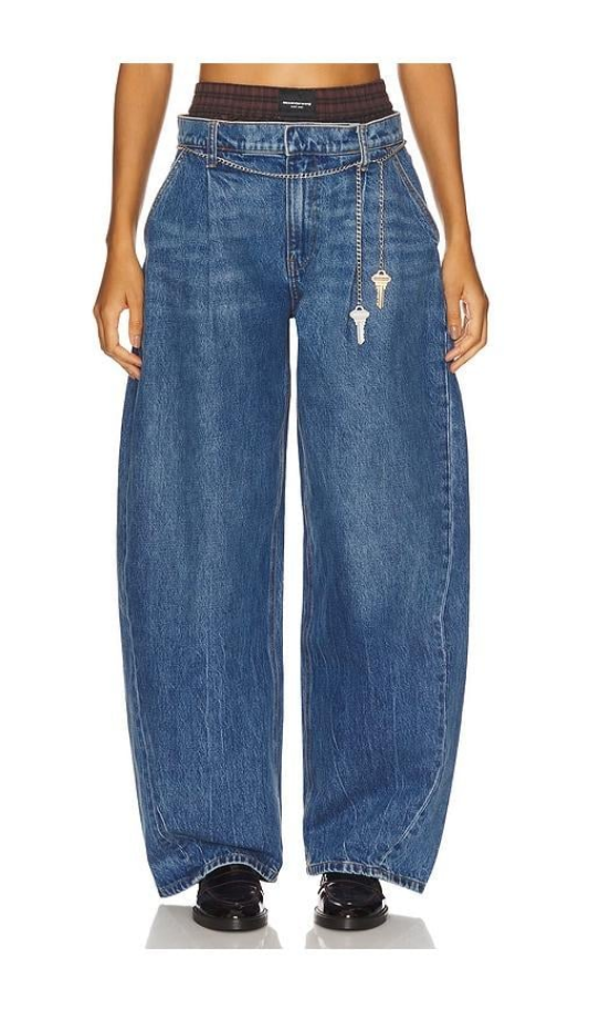 Blue Patchwork Denim Keychain Jeans