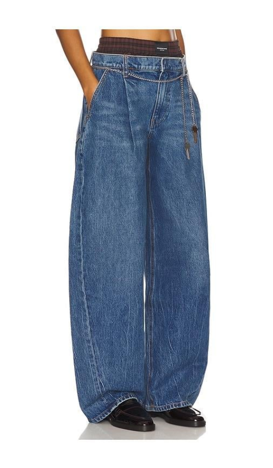 Blue Patchwork Denim Keychain Jeans