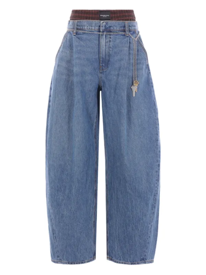 Blue Patchwork Denim Keychain Jeans