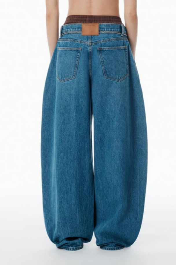 Blue Patchwork Denim Keychain Jeans