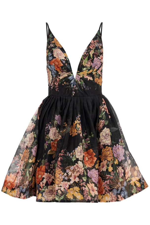 Midnight Bloom Linen-Silk Midi Dress