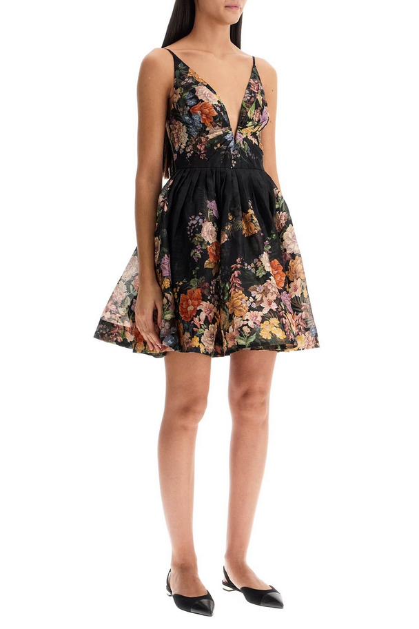 Midnight Bloom Linen-Silk Midi Dress