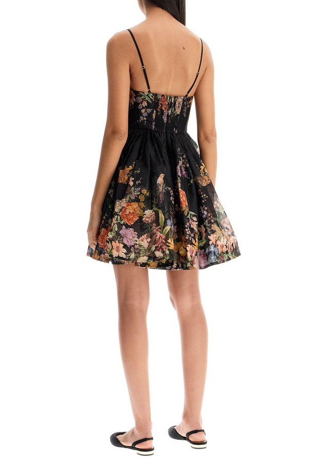 Midnight Bloom Linen-Silk Midi Dress