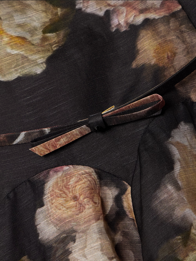 Nocturne Bloom Midi Dress – Black Floral Elegance