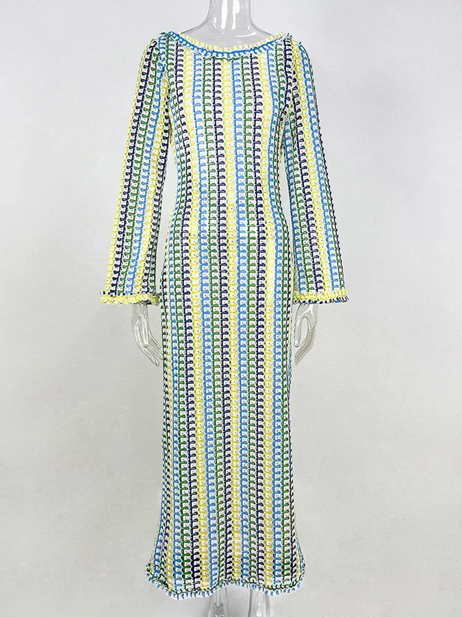 Nizza Crochet Dream – Elegantes Häkel-Strick Maxi Dress