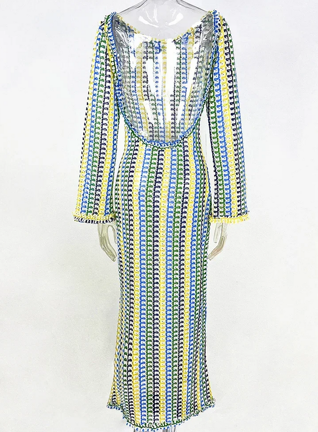 Nizza Crochet Dream – Elegantes Häkel-Strick Maxi Dress