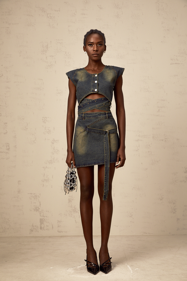 “Indira” – Denim co-ord with cross-over design