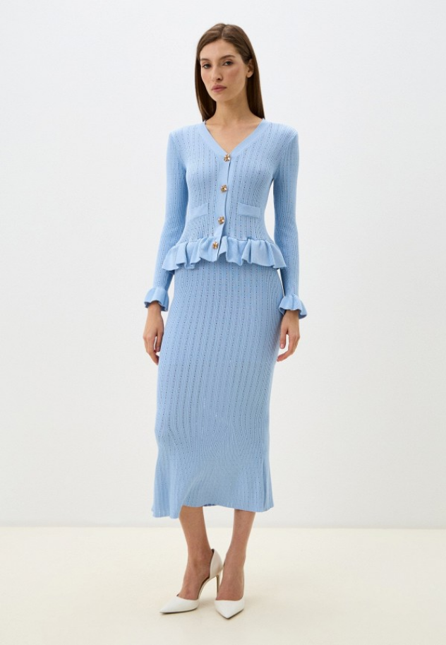 Elise Crème – Two-piece knitting set with gold buttons