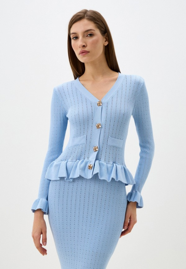 Elise Crème – Two-piece knitting set with gold buttons