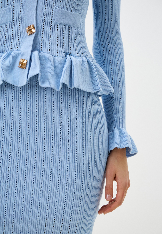 Elise Crème – Two-piece knitting set with gold buttons