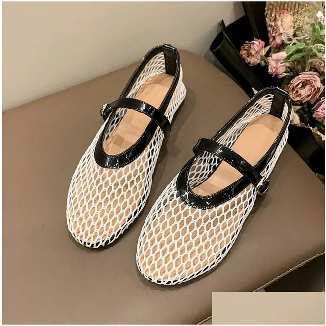Aline Flat Shoes PU Leather - Net Ballerinas 