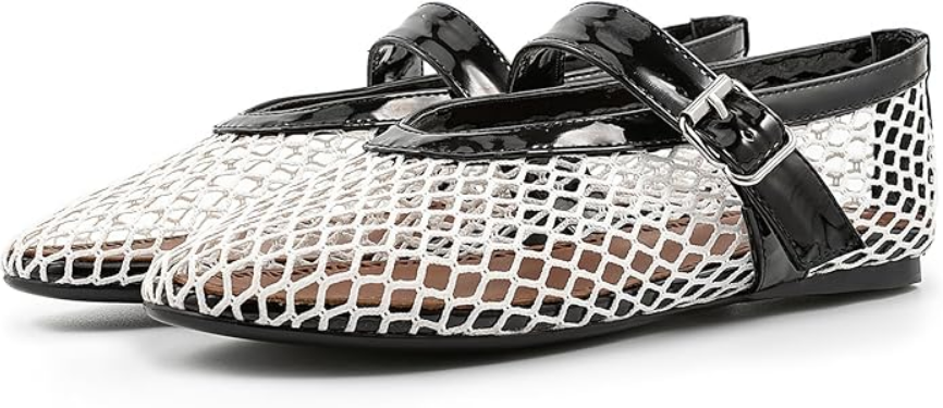 Aline Flat Shoes PU Leather - Net Ballerinas 