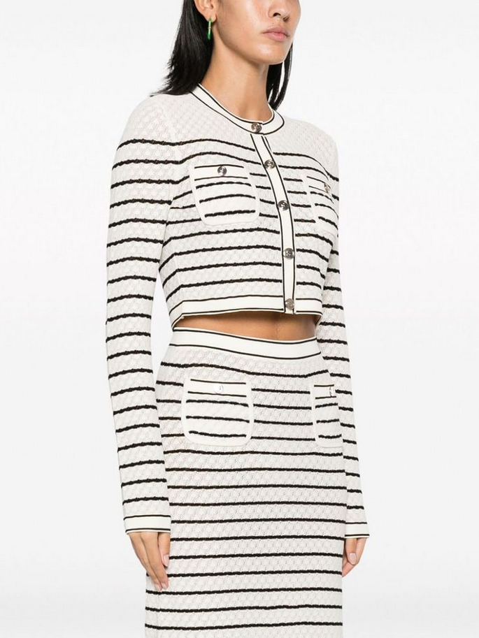 Clara Noir – Zweiteiliges Pointelle-Strickset in Weiß & Schwarz