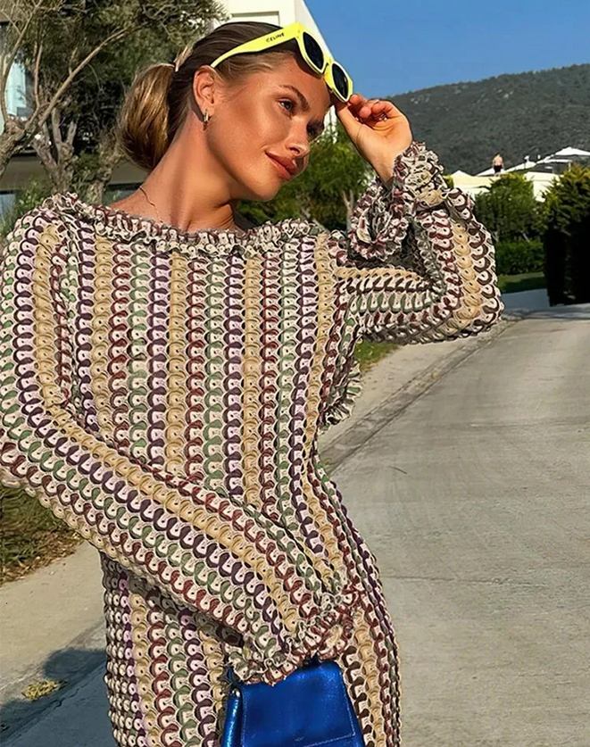 Nizza Crochet Dream – Elegantes Häkel-Strick Maxi Dress