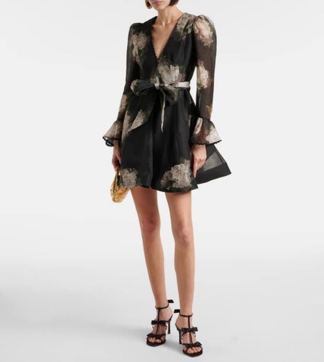 Black Bloom Mini Kleid