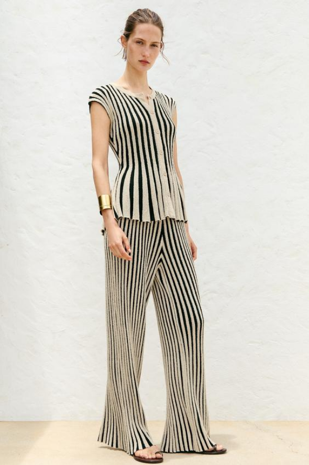 Power Lines Two-Piece – Striped Pantsuit with Top 