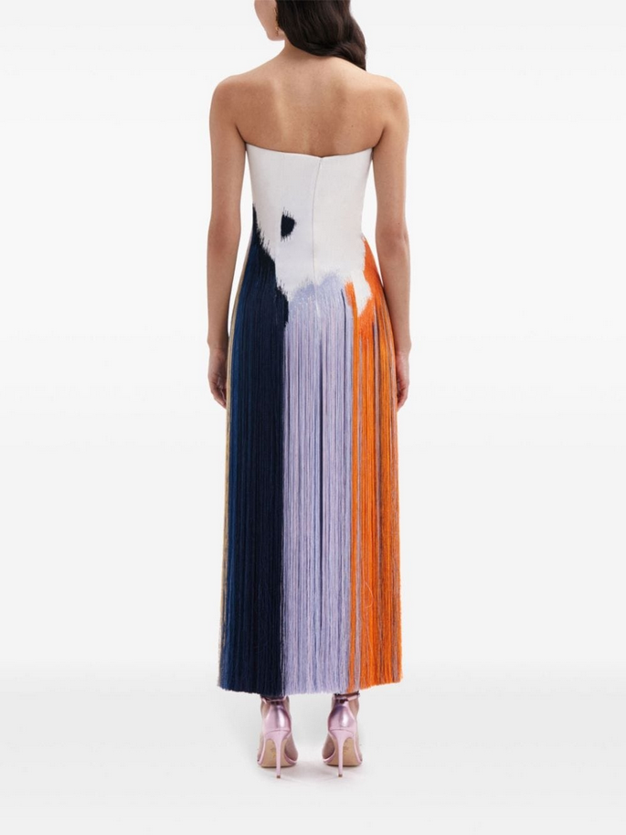 ELSVIOS Strapless Summer Tassel Dress