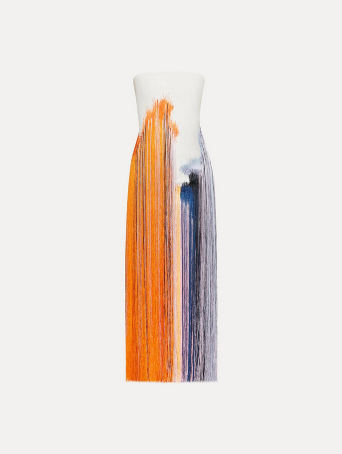 ELSVIOS Strapless Summer Tassel Dress