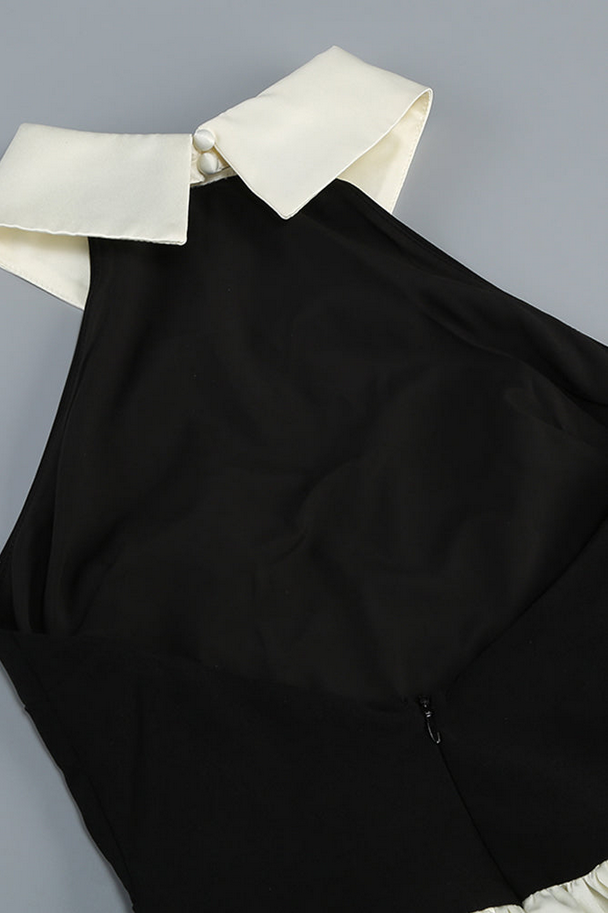 Contrast Charm – Elegant maxi dress