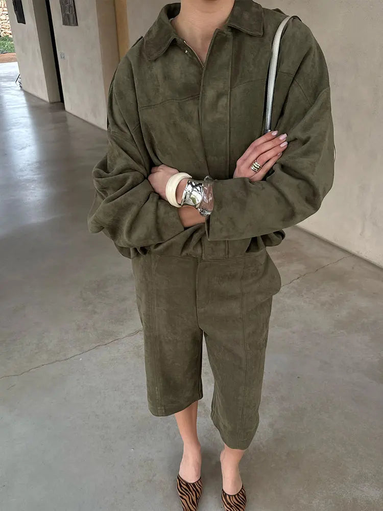 Nova Suede Set – Zweiteiler mit Jacke & Shorts