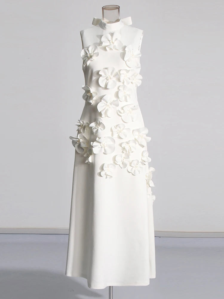 Florence maxi dress with bow and flower appliqué