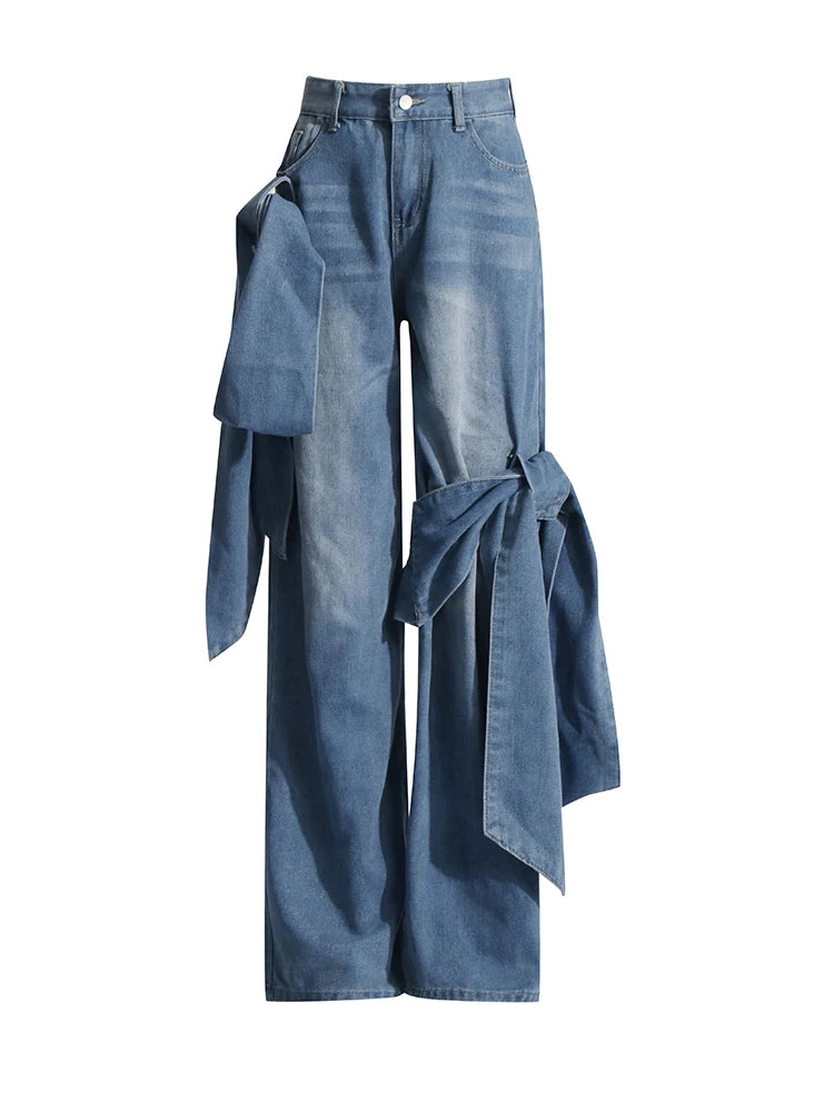 Mira wide-leg jeans with bow detail