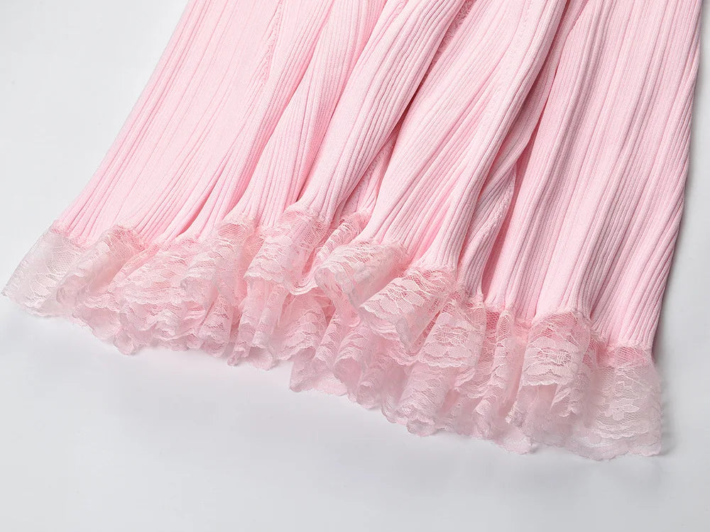 Rosélia Dress – Strick Maxi Kleid mit Spitze