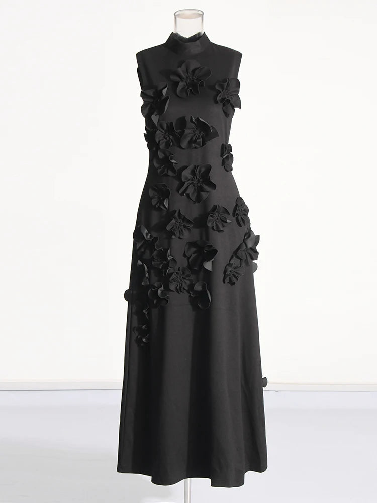 Florence maxi dress with bow and flower appliqué