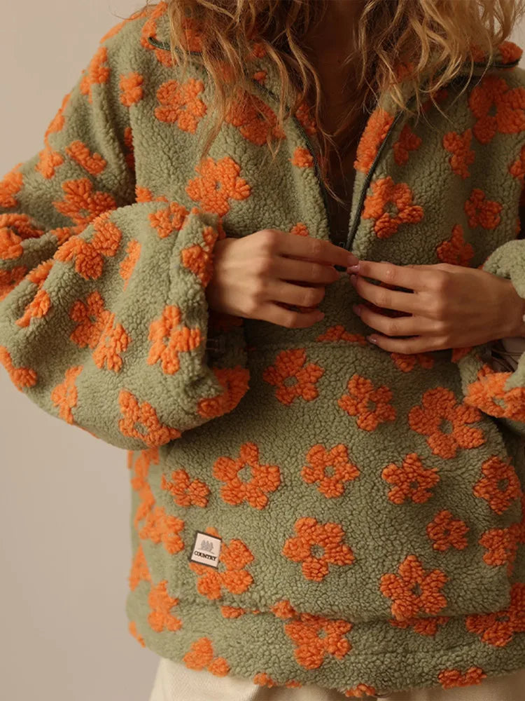 Lurevia Hoodie – Damen Oversize Hoodie mit Blumenmuster