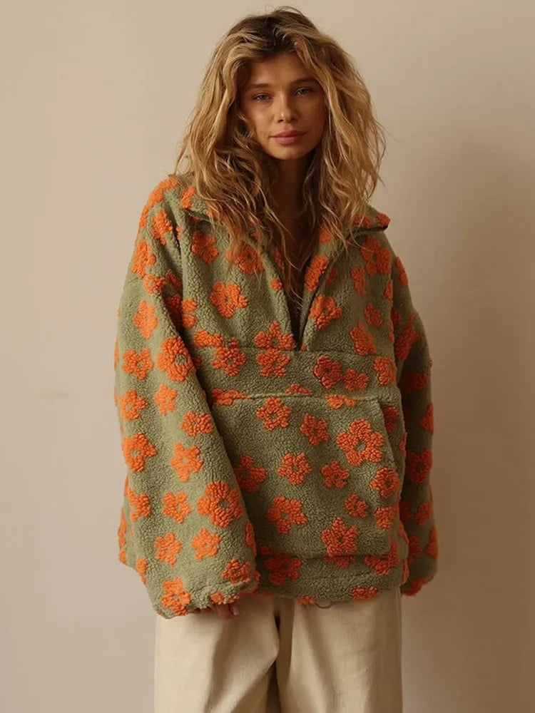 Lurevia Hoodie – Damen Oversize Hoodie mit Blumenmuster