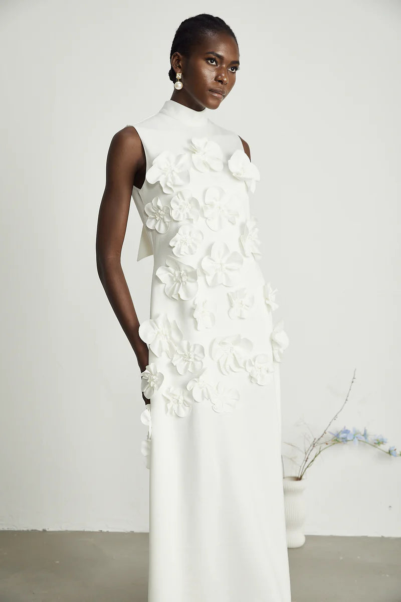 Florence maxi dress with bow and flower appliqué