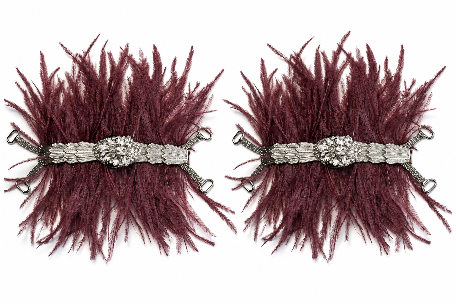 Burgundy Feather – Snake Silver