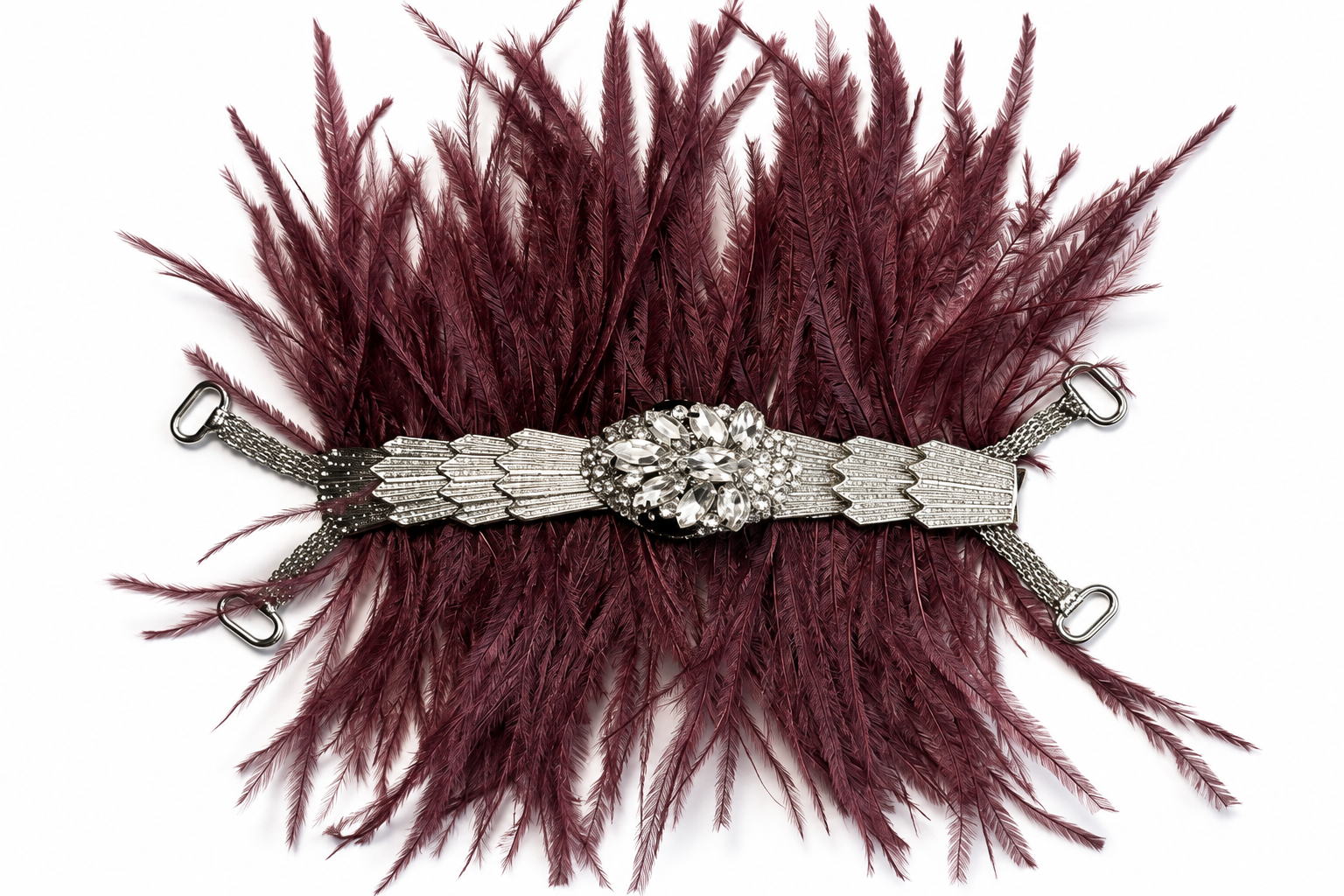 Burgundy Feather – Snake Silver