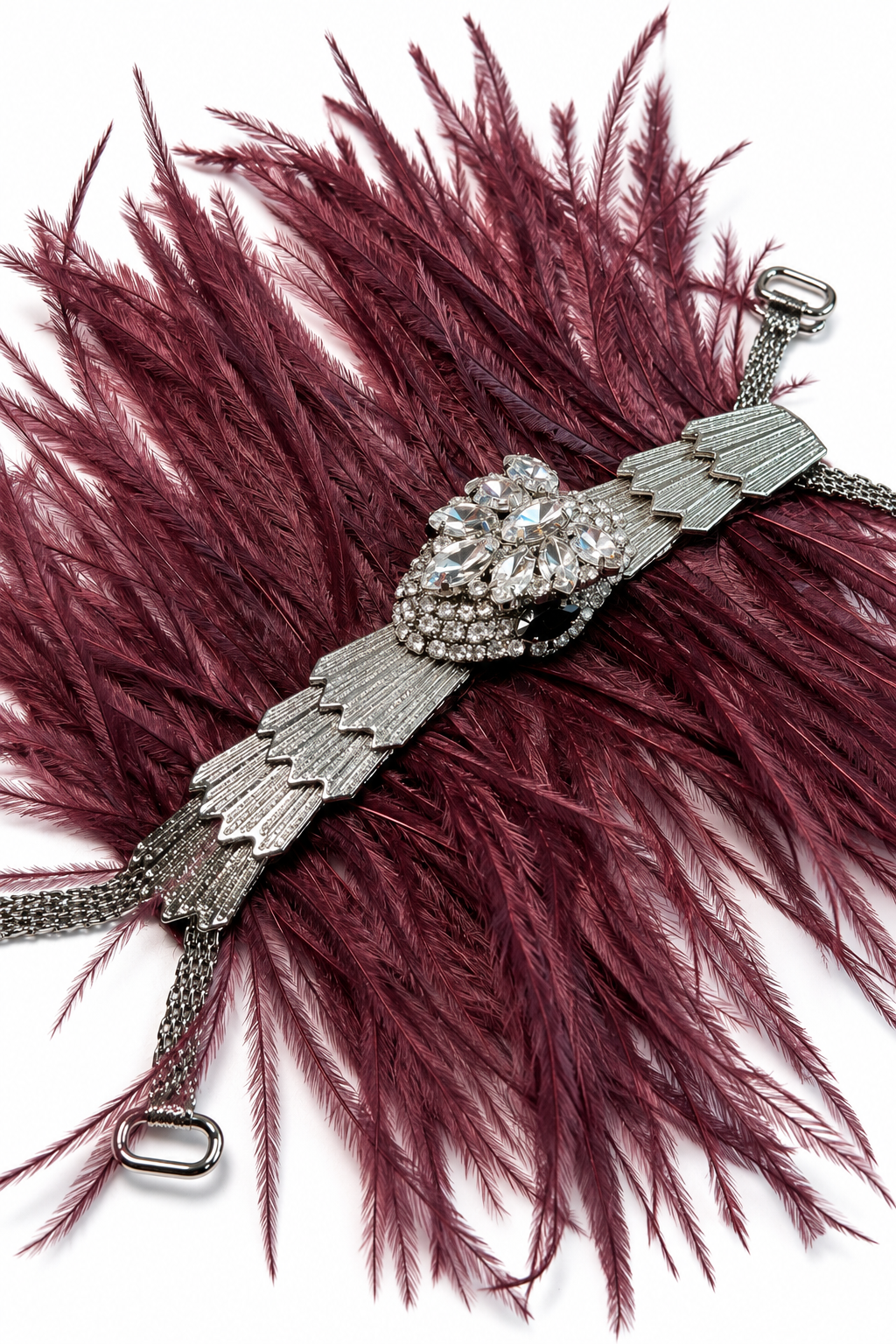 Burgundy Feather – Snake Silver