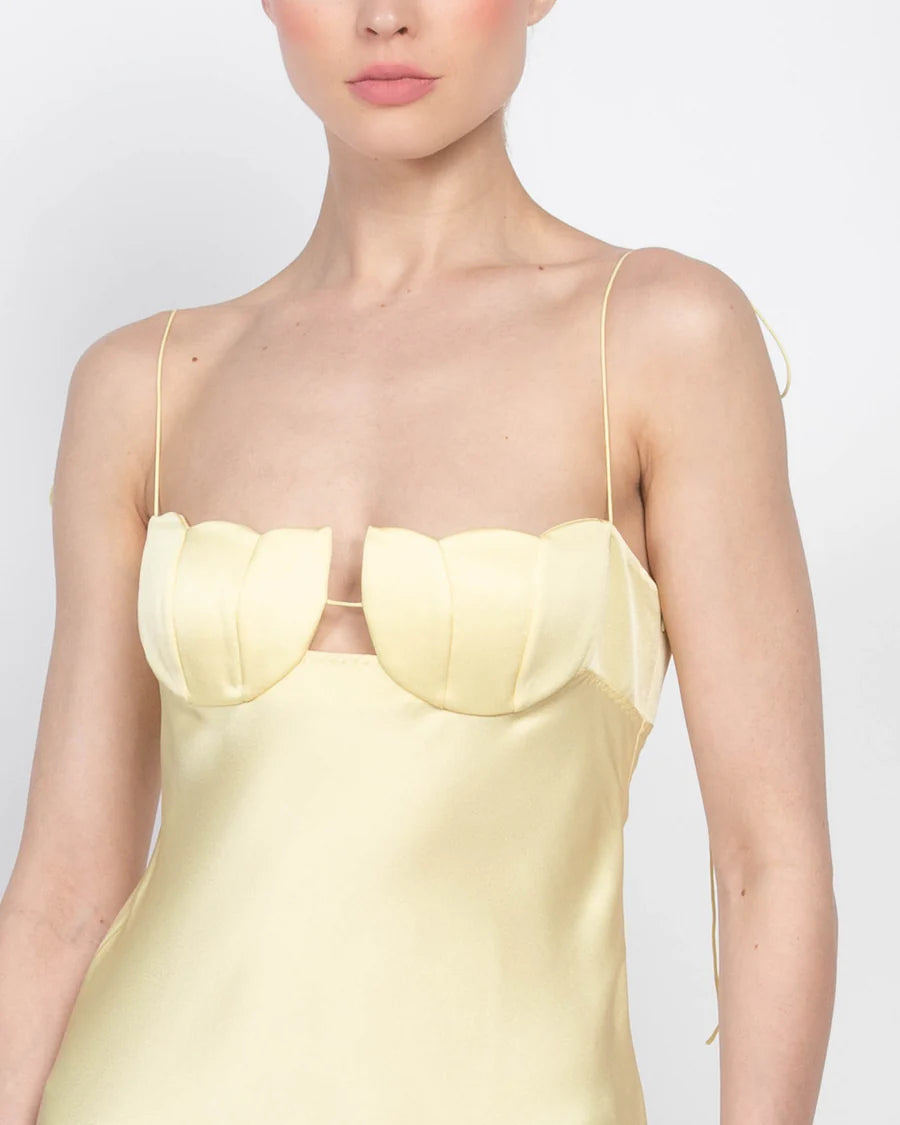 Tulipa satin maxi dress with tulip print