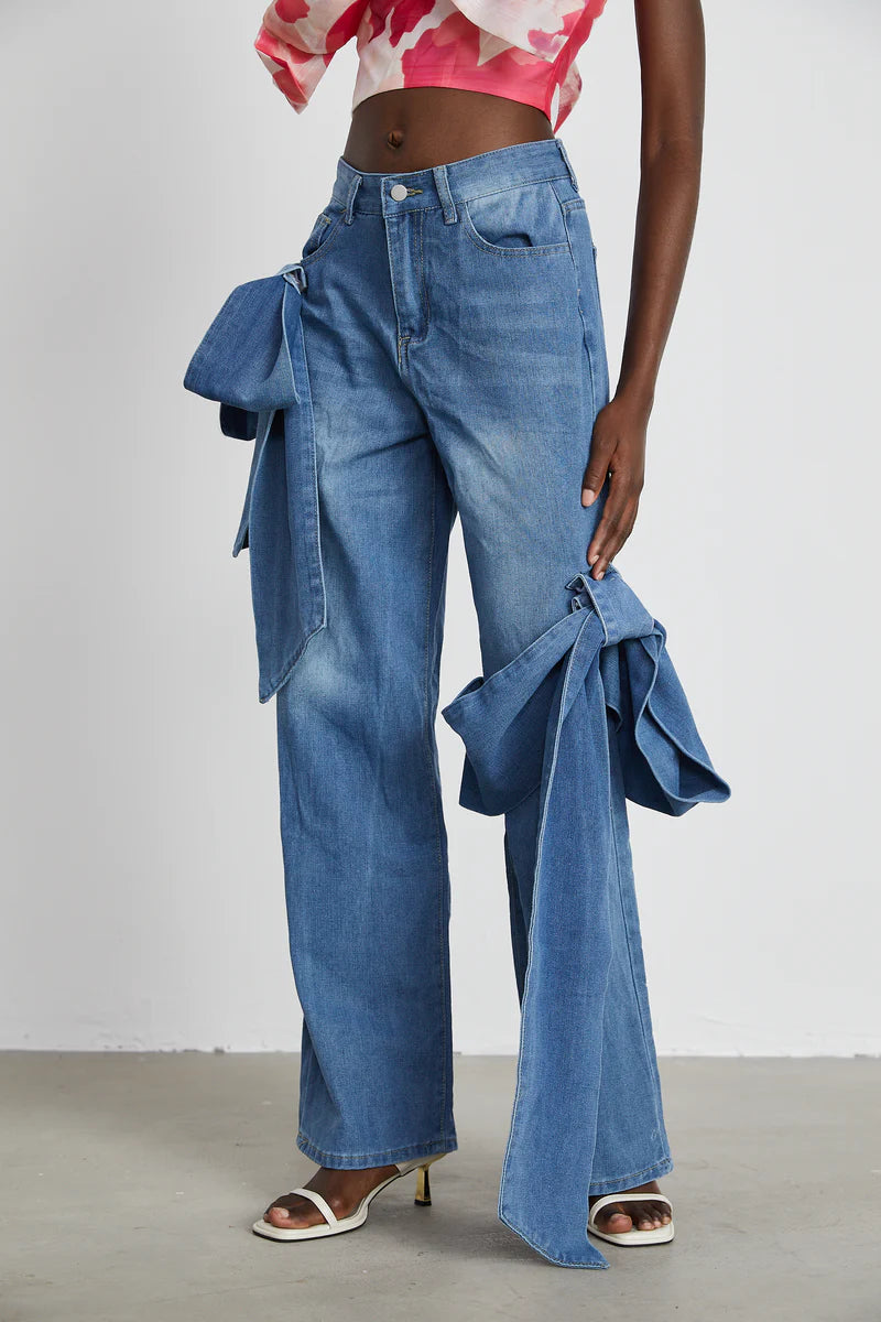 Mira wide-leg jeans with bow detail