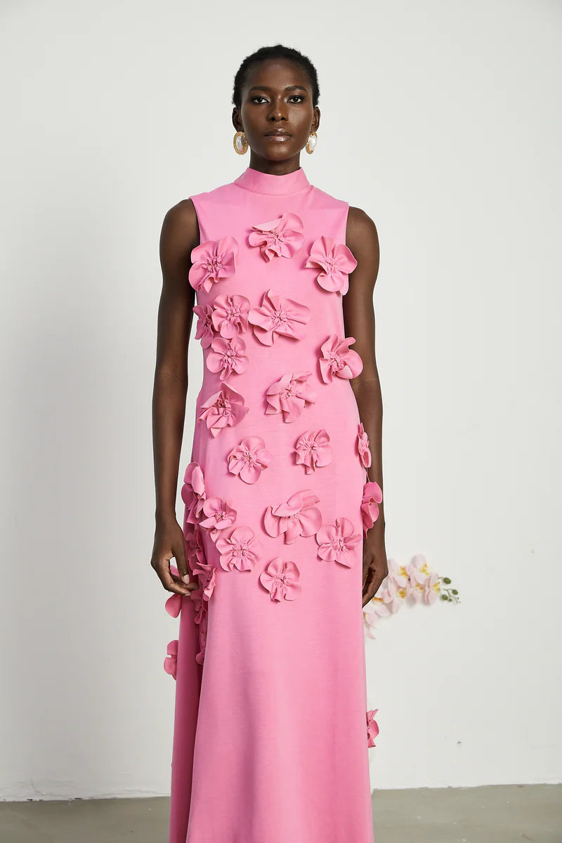 Florence maxi dress with bow and flower appliqué
