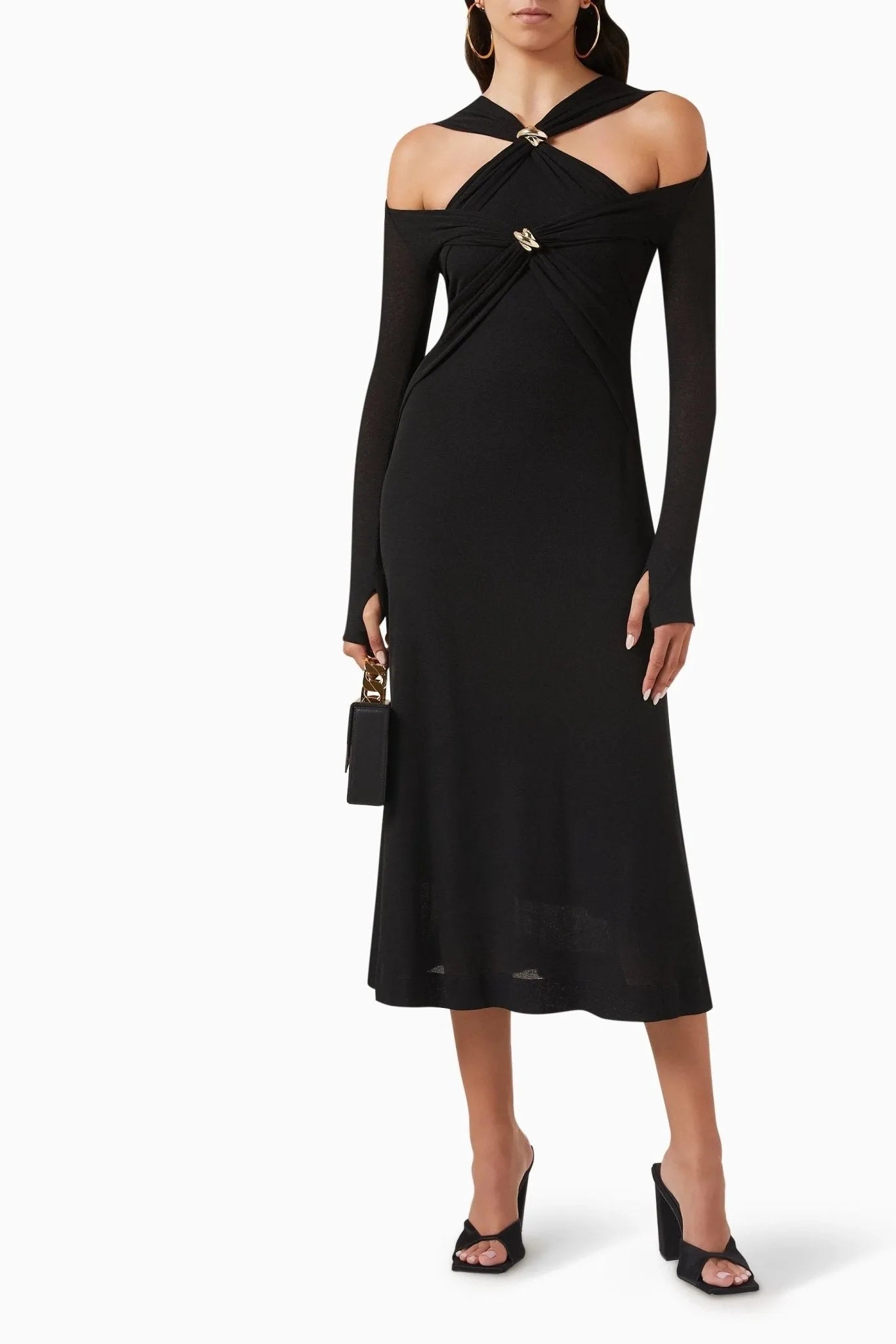 LUNA TWIST – Midi knitted dress with cut-outs 