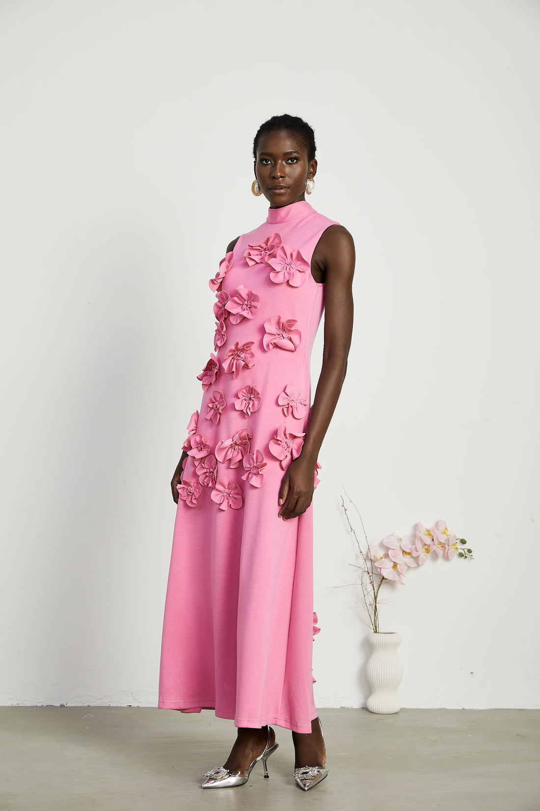 Florence maxi dress with bow and flower appliqué