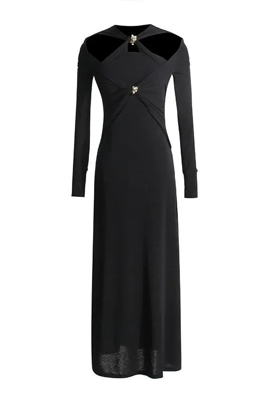 LUNA TWIST – Midi knitted dress with cut-outs 